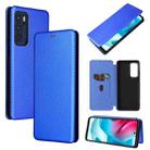 For Motorola Moto G60S Carbon Fiber Texture Horizontal Flip TPU + PC + PU Leather Case with Card Slot(Blue) - 1