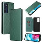 For Motorola Moto G60S Carbon Fiber Texture Horizontal Flip TPU + PC + PU Leather Case with Card Slot(Green) - 1