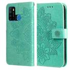 For Infinix Hot 9 / Note 7 Lite 7-petal Flowers Embossing Pattern Horizontal Flip PU Leather Case with Holder & Card Slots & Wallet & Photo Frame(Green) - 1