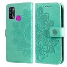 For Infinix Hot 9 Play 7-petal Flowers Embossing Pattern Horizontal Flip PU Leather Case with Holder & Card Slots & Wallet & Photo Frame(Green) - 1