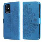 For Infinix Note 10 7-petal Flowers Embossing Pattern Horizontal Flip PU Leather Case with Holder & Card Slots & Wallet & Photo Frame(Blue) - 1