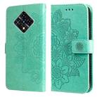For Infinix Zero 8 7-petal Flowers Embossing Pattern Horizontal Flip PU Leather Case with Holder & Card Slots & Wallet & Photo Frame(Green) - 1