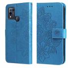 For Infinix Hot 10 Play 7-petal Flowers Embossing Pattern Horizontal Flip PU Leather Case with Holder & Card Slots & Wallet & Photo Frame(Blue) - 1