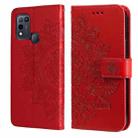 For Infinix Hot 10 Play 7-petal Flowers Embossing Pattern Horizontal Flip PU Leather Case with Holder & Card Slots & Wallet & Photo Frame(Red) - 1