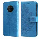 For Infinix Note 7 7-petal Flowers Embossing Pattern Horizontal Flip PU Leather Case with Holder & Card Slots & Wallet & Photo Frame(Blue) - 1