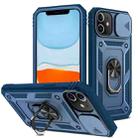 For iPhone 12 mini Sliding Camera Cover Design TPU + PC Protective Case with 360 Degree Rotating Holder & Card Slot (Blue+Blue) - 1