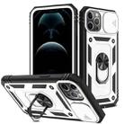 For iPhone 12 / 12 Pro Sliding Camera Cover Design TPU + PC Protective Case with 360 Degree Rotating Holder & Card Slot(White+Black) - 1