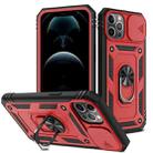 For iPhone 12 Pro Max Sliding Camera Cover Design TPU + PC Protective Case with 360 Degree Rotating Holder & Card Slot(Red+Black) - 1