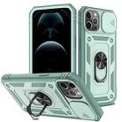 For iPhone 12 Pro Max Sliding Camera Cover Design TPU + PC Protective Case with 360 Degree Rotating Holder & Card Slot(Grey Green+Grey Green) - 1