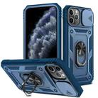 For iPhone 11 Pro Max Sliding Camera Cover Design TPU + PC Protective Case with 360 Degree Rotating Holder & Card Slot (Blue+Blue) - 1
