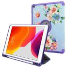 For iPad 10.2 2021 / 2020 / 2019 Painted Pattern Shockproof Horizontal Flip TPU + PU Leather Case with 3-folding Holder & Pen Slot(GWL10046 Flower) - 1