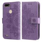 For Tecno Pop 2 F 7-petal Flowers Embossing Pattern Horizontal Flip PU Leather Case with Holder & Card Slots & Wallet & Photo Frame(Light Purple) - 1