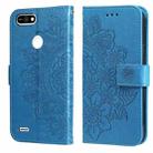 For Tecno Pop 2 F 7-petal Flowers Embossing Pattern Horizontal Flip PU Leather Case with Holder & Card Slots & Wallet & Photo Frame(Blue) - 1