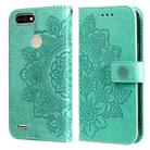 For Tecno Pop 2 F 7-petal Flowers Embossing Pattern Horizontal Flip PU Leather Case with Holder & Card Slots & Wallet & Photo Frame(Green) - 1