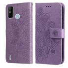 For Tecno Spark 6 Go 7-petal Flowers Embossing Pattern Horizontal Flip PU Leather Case with Holder & Card Slots & Wallet & Photo Frame(Light Purple) - 1