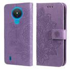 For Nokia 1.4 7-petal Flowers Embossing Pattern Horizontal Flip PU Leather Case with Holder & Card Slots & Wallet & Photo Frame(Light Purple) - 1