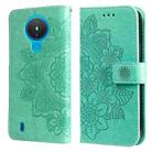 For Nokia 1.4 7-petal Flowers Embossing Pattern Horizontal Flip PU Leather Case with Holder & Card Slots & Wallet & Photo Frame(Green) - 1