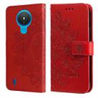 For Nokia 1.4 7-petal Flowers Embossing Pattern Horizontal Flip PU Leather Case with Holder & Card Slots & Wallet & Photo Frame(Red) - 1