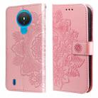 For Nokia 1.4 7-petal Flowers Embossing Pattern Horizontal Flip PU Leather Case with Holder & Card Slots & Wallet & Photo Frame(Rose Gold) - 1