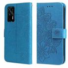 For OPPO Realme GT Master / Realme Q3 Pro 7-petal Flowers Embossing Pattern Horizontal Flip PU Leather Case with Holder & Card Slots & Wallet & Photo Frame(Blue) - 1