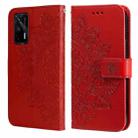 For OPPO Realme GT Master / Realme Q3 Pro 7-petal Flowers Embossing Pattern Horizontal Flip PU Leather Case with Holder & Card Slots & Wallet & Photo Frame(Red) - 1