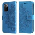 For Xiaomi Redmi 10 7-petal Flowers Embossing Pattern Horizontal Flip PU Leather Case with Holder & Card Slots & Wallet & Photo Frame(Blue) - 1