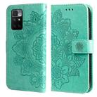 For Xiaomi Redmi 10 7-petal Flowers Embossing Pattern Horizontal Flip PU Leather Case with Holder & Card Slots & Wallet & Photo Frame(Green) - 1