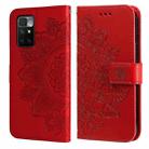 For Xiaomi Redmi 10 7-petal Flowers Embossing Pattern Horizontal Flip PU Leather Case with Holder & Card Slots & Wallet & Photo Frame(Red) - 1