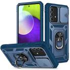 For Samsung Galaxy A52 Sliding Camera Cover Design TPU + PC Protective Case with 360 Degree Rotating Holder & Card Slot(Blue+Blue) - 1