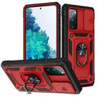 For Samsung Galaxy S20 FE Sliding Camera Cover Design TPU + PC Protective Case with 360 Degree Rotating Holder & Card Slot(Red+Black) - 1