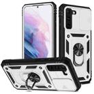 For Samsung Galaxy S21+ 5G Sliding Camera Cover Design TPU + PC Protective Case with 360 Degree Rotating Holder & Card Slot(White+Black) - 1
