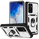 For Samsung Galaxy S21 Ultra 5G Sliding Camera Cover Design TPU + PC Protective Case with 360 Degree Rotating Holder & Card Slot(White+Black) - 1