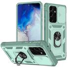 For Samsung Galaxy S21 Ultra 5G Sliding Camera Cover Design TPU + PC Protective Case with 360 Degree Rotating Holder & Card Slot(Grey Green+Grey Green) - 1