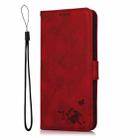 For Xiaomi Redmi Note 8 2021 Embossed Cat Butterflies Pattern Horizontal Flip Leather Case with Card Slot & Holder & Wallet(Red) - 2
