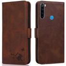 For Xiaomi Redmi Note 8 2021 Embossed Cat Butterflies Pattern Horizontal Flip Leather Case with Card Slot & Holder & Wallet(Brown) - 1