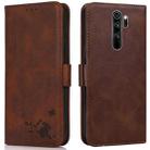 For Xiaomi Redmi Note 8 Pro Embossed Cat Butterflies Pattern Horizontal Flip Leather Case with Card Slot & Holder & Wallet(Brown) - 1
