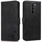 For Xiaomi Redmi Note 8 Pro Embossed Cat Butterflies Pattern Horizontal Flip Leather Case with Card Slot & Holder & Wallet(Black) - 1