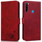 For Xiaomi Redmi Note 8T Embossed Cat Butterflies Pattern Horizontal Flip Leather Case with Card Slot & Holder & Wallet(Red) - 1