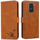 For Xiaomi Redmi Note 9 Embossed Cat Butterflies Pattern Horizontal Flip Leather Case with Card Slot & Holder & Wallet(Orange) - 1