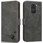 For Xiaomi Redmi Note 9 Embossed Cat Butterflies Pattern Horizontal Flip Leather Case with Card Slot & Holder & Wallet(Grey) - 1