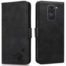For Xiaomi Redmi Note 9 Embossed Cat Butterflies Pattern Horizontal Flip Leather Case with Card Slot & Holder & Wallet(Black) - 1
