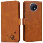 For Xiaomi Redmi Note 9 5G / Note 9T Embossed Cat Butterflies Pattern Horizontal Flip Leather Case with Card Slot & Holder & Wallet(Orange) - 1