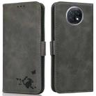 For Xiaomi Redmi Note 9 5G / Note 9T Embossed Cat Butterflies Pattern Horizontal Flip Leather Case with Card Slot & Holder & Wallet(Grey) - 1