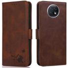 For Xiaomi Redmi Note 9 5G / Note 9T Embossed Cat Butterflies Pattern Horizontal Flip Leather Case with Card Slot & Holder & Wallet(Brown) - 1