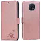 For Xiaomi Redmi Note 9 5G / Note 9T Embossed Cat Butterflies Pattern Horizontal Flip Leather Case with Card Slot & Holder & Wallet(Pink) - 1