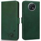 For Xiaomi Redmi Note 9 5G / Note 9T Embossed Cat Butterflies Pattern Horizontal Flip Leather Case with Card Slot & Holder & Wallet(Green) - 1