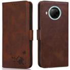 For Xiaomi Redmi Note 9 Pro 5G Embossed Cat Butterflies Pattern Horizontal Flip Leather Case with Card Slot & Holder & Wallet(Brown) - 1