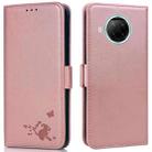 For Xiaomi Redmi Note 9 Pro 5G Embossed Cat Butterflies Pattern Horizontal Flip Leather Case with Card Slot & Holder & Wallet(Pink) - 1