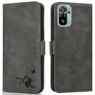 For Xiaomi Redmi Note 10 4G / 10s Embossed Cat Butterflies Pattern Horizontal Flip Leather Case with Card Slot & Holder & Wallet(Grey) - 1