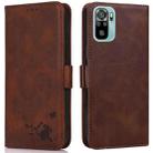 For Xiaomi Redmi Note 10 4G / 10s Embossed Cat Butterflies Pattern Horizontal Flip Leather Case with Card Slot & Holder & Wallet(Brown) - 1